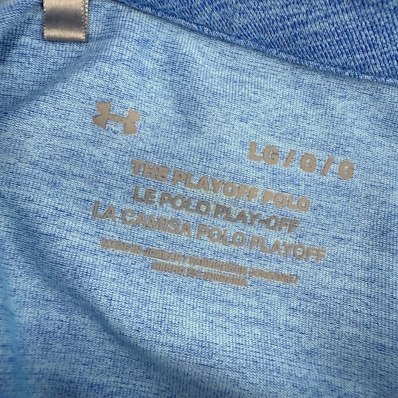 Under Armour Polo Shirt Men Large Heather Blue Zoa Golf Stretch Performance - Picture 5 of 8